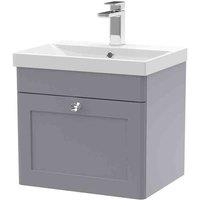 nuie 500mm Wall Hung 1 Drawer Vanity & Basin 3 - Satin Grey, Grey