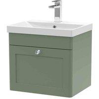 nuie 500mm Wall Hung 1 Drawer Vanity & Basin 3 - Satin Green, Green