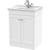 nuie 600mm Floor Standing 2 Door Vanity & Basin 1TH - Satin White, White