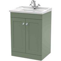nuie 600mm Floor Standing 2 Door Vanity & Basin 1TH - Satin Green, Green