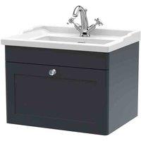 nuie 600mm Wall Hung 1 Drawer Vanity & Basin 1TH - Soft Black, Black