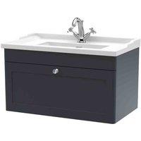 nuie 800mm Wall Hung 1 Drawer Vanity & Basin 1TH - Soft Black, Black
