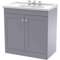 nuie 800mm Floor Standing 2 Door Vanity & Basin 3TH - Satin Grey, Grey