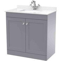 nuie 800mm Floor Standing 2 Door Vanity & Marble Top 1TH - Satin Grey, Grey