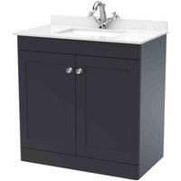 nuie 800mm Floor Standing 2 Door Vanity & Marble Top 1TH - Soft Black, Black