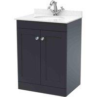 nuie 600mm Floor Standing 2 Door Vanity & Marble Top 1TH - Soft Black, Black