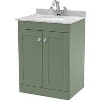 nuie 600mm Floor Standing 2 Door Vanity & Marble Top 1TH - Satin Green, Green