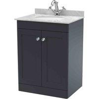 nuie 600mm Floor Standing 2 Door Vanity & Marble Top 1TH - Soft Black, Black