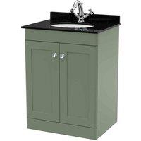 nuie 600mm Floor Standing 2 Door Vanity & Marble Top 1TH - Satin Green, Green
