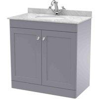 nuie 800mm Floor Standing 2 Door Vanity & Marble Top 1TH - Satin Grey, Grey