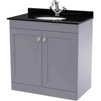 nuie 800mm Floor Standing 2 Door Vanity & Marble Top 1TH - Satin Grey, Grey