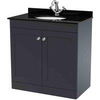 nuie 800mm Floor Standing 2 Door Vanity & Marble Top 1TH - Soft Black, Black