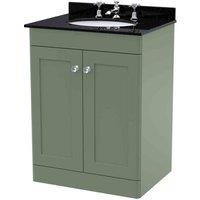 nuie 600mm Floor Standing 2 Door Vanity & Marble Top 3TH - Satin Green, Green