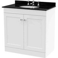 nuie 800mm Floor Standing 2 Door Vanity & Marble Top 3TH - Satin White, White