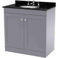 nuie 800mm Floor Standing 2 Door Vanity & Marble Top 3TH - Satin Grey, Grey
