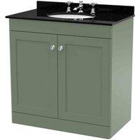 nuie 800mm Floor Standing 2 Door Vanity & Marble Top 3TH - Satin Green, Green