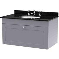 nuie 800mm Wall Hung 1 Drawer Vanity & Marble Top 3TH - Satin Grey, Grey