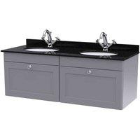 nuie 1200mm Wall Hung 2 Drawer Vanity & Marble Top - Satin Grey, Grey