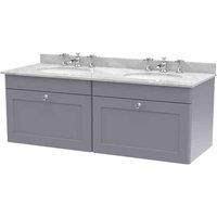 nuie 1200mm Wall Hung 2 Drawer Vanity & Marble Top - Satin Grey, Grey