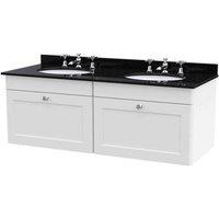 nuie 1200mm Wall Hung 2 Drawer Vanity & Marble Top - Satin White, White