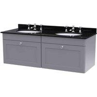nuie 1200mm Wall Hung 2 Drawer Vanity & Marble Top - Satin Grey, Grey