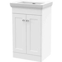nuie 500mm Floor Standing 2 Door Vanity & Basin 0TH - Satin White, White