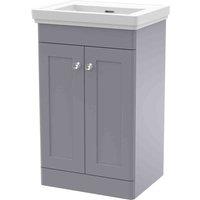 nuie 500mm Floor Standing 2 Door Vanity & Basin 0TH - Satin Grey, Grey