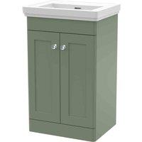 nuie 500mm Floor Standing 2 Door Vanity & Basin 0TH - Satin Green, Green