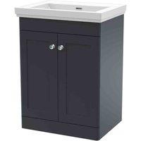nuie 600mm Floor Standing 2 Door Vanity & Basin 0TH - Soft Black, Black