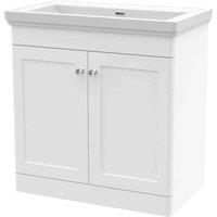 nuie 800mm Floor Standing 2 Door Vanity & Basin 0TH - Satin White, White