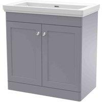 nuie 800mm Floor Standing 2 Door Vanity & Basin 0TH - Satin Grey, Grey