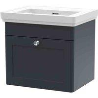nuie 500mm Wall Hung 1 Drawer Vanity & Basin 0TH - Soft Black, Black