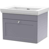 nuie 600mm Wall Hung 1 Drawer Vanity & Basin 0TH - Satin Grey, Grey