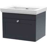 nuie 600mm Wall Hung 1 Drawer Vanity & Basin 0TH - Soft Black, Black