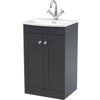 nuie 500mm Floor Standing 2-Door Unit & Curved Basin - Soft Black, Black