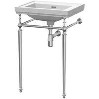 nuie 500mm 0TH Basin With Traditional Stand - White, White