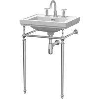 nuie 500mm 3TH Basin With Traditional Stand - White, White