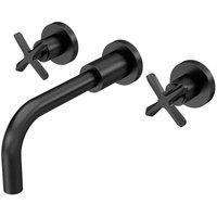nuie Aztec Wall Mounted Basin Mixer - Matt Black, Black