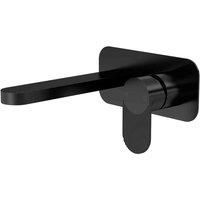 nuie Wall Mounted 2 Tap Hole Basin Mixer With Plate - Matt Black, Black