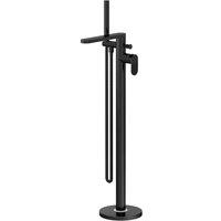 nuie Freestanding Bath Shower Mixer with Kit - Matt Black, Black