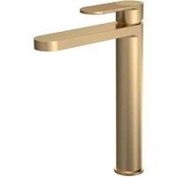 nuie Binsey High Rise Mono Basin Mixer, Brushed Brass, Brown