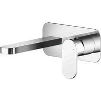 nuie Binsey Wall Mounted 2 Tap Hole Basin Mixer With Plate - Chrome, Silver