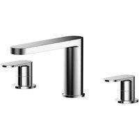 nuie Binsey Deck Mounted 3 Tap Hole Bath Filler - Chrome, Silver