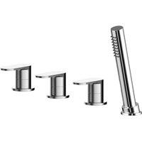nuie Binsey Deck Mounted 4 Tap Hole Bath Shower Mixer No Spout - Chrome, Silver