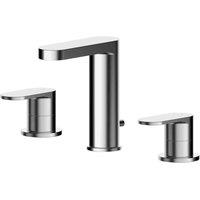 nuie Binsey Deck Mounted 3 Tap Hole Basin Mixer With Pop Up Waste - Chrome, Silver