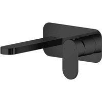 nuie Binsey Wall Mounted 2 Tap Hole Basin Mixer With Plate - Matt Black, Black