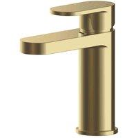 nuie Binsey Mono Basin Mixer with Push Button Waste - Brushed Brass, Brown