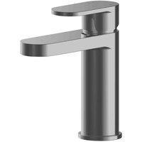 nuie Binsey Mono Basin Mixer with Push Button Waste - Brushed Pewter, Silver