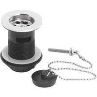 nuie Contract Basin Waste Poly Plug & Ball Chain - Chrome, Silver