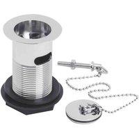 nuie Basin Waste w/ Brass Plug & Ball Chain - Chrome, Silver